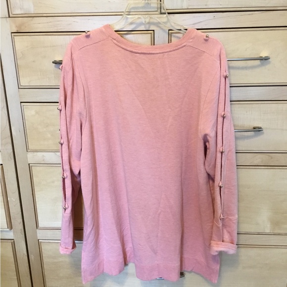SOFT SURROUNDINGS 1X Peach long sleeve dressy sweatshirt style 5% spandex - Picture 2 of 10